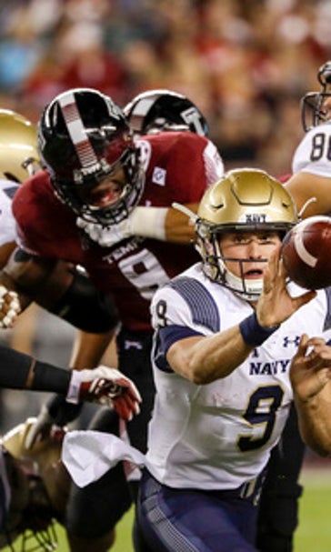 Nutile's 4 TDs lead Temple past slumping Navy 34-26 (Nov 02, 2017)